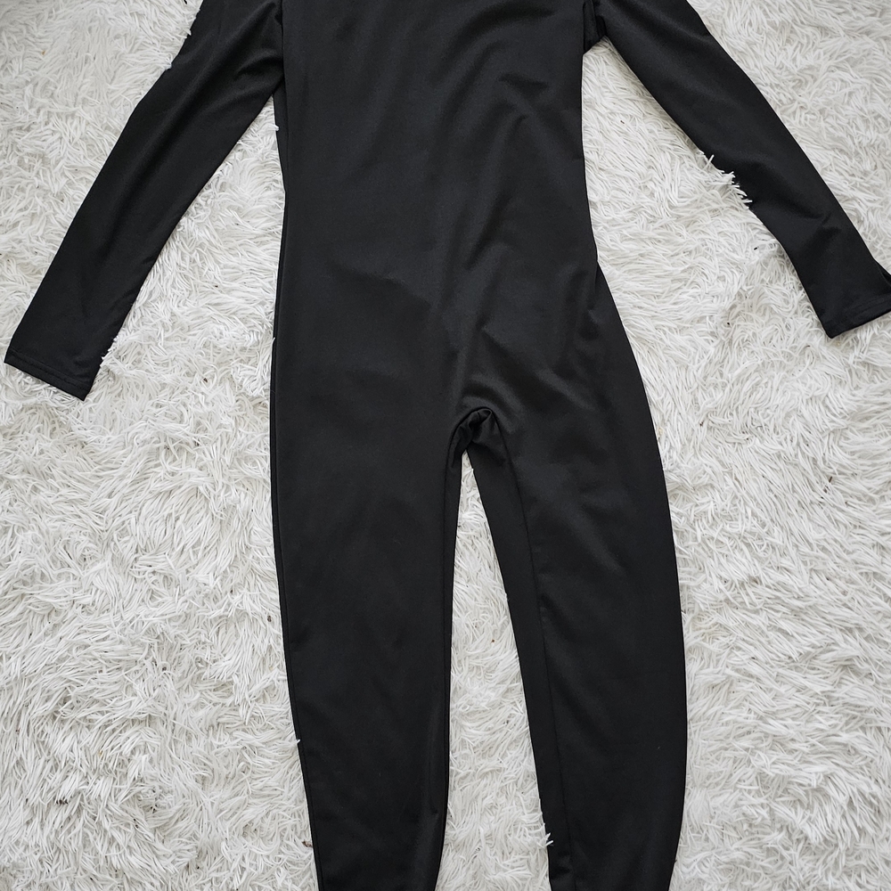 Black Cold Shoulder Jumpsuit | Long Sleeve Cutout | Size M
